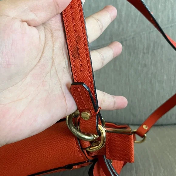 Calvin Klein Vibrant Orange Saffiano Shoulder Bag - Picture 17 of 17